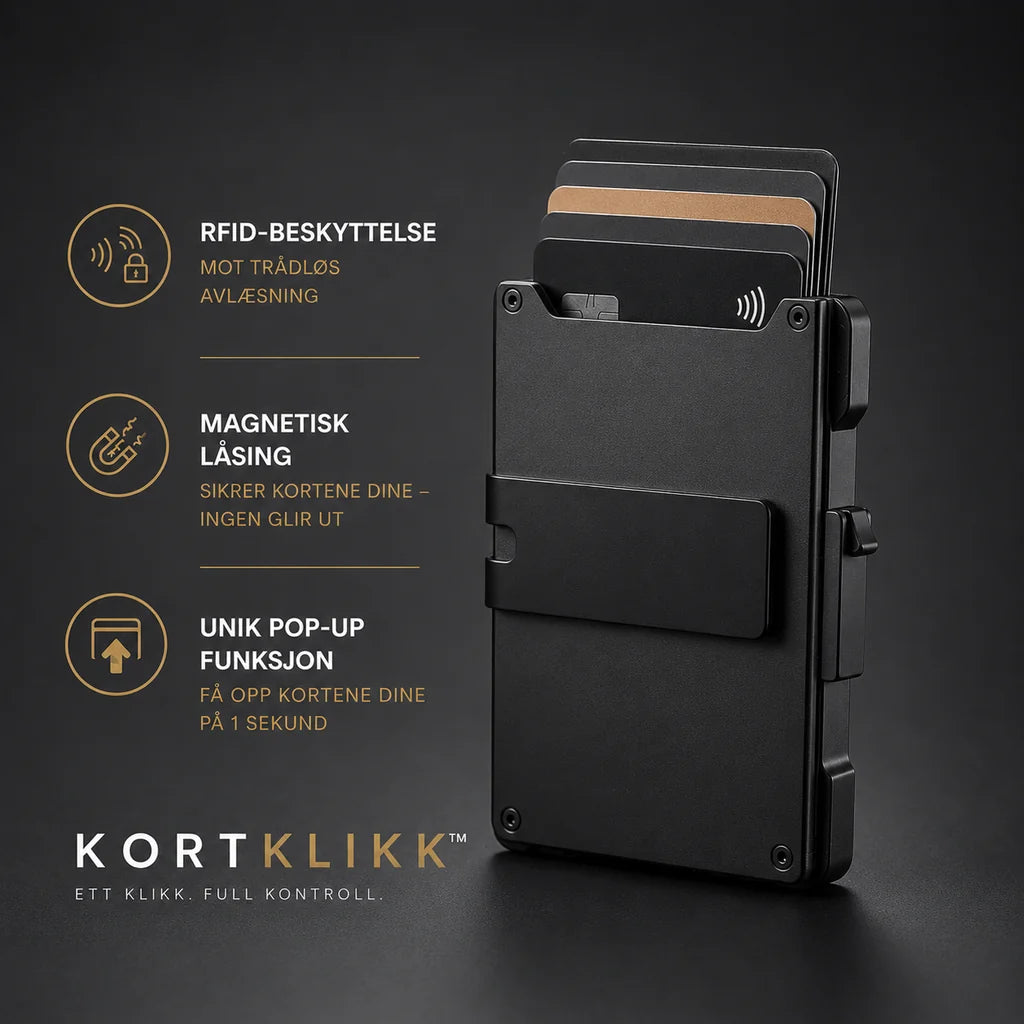 KortKlikk- Slank kortholder med pop-up